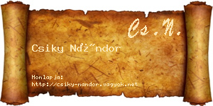 Csiky Nándor névjegykártya